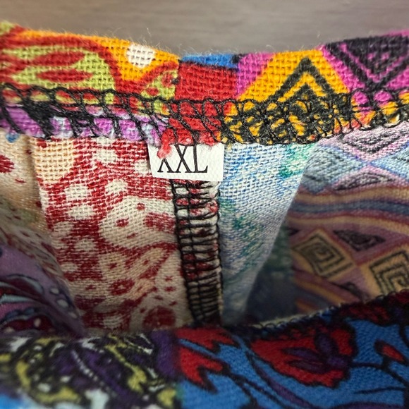 Womens Patchwork Jumpsuit Overalls Boho Festival Multicolored Cotton Blend XXL - Picture 9 of 14